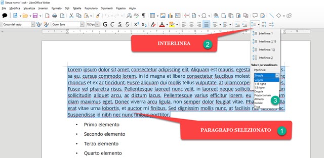 interlinea libreoffice