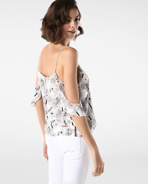 Moda Blusa Floral Off Shoulder