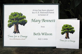 Trees for a Change donation certificate