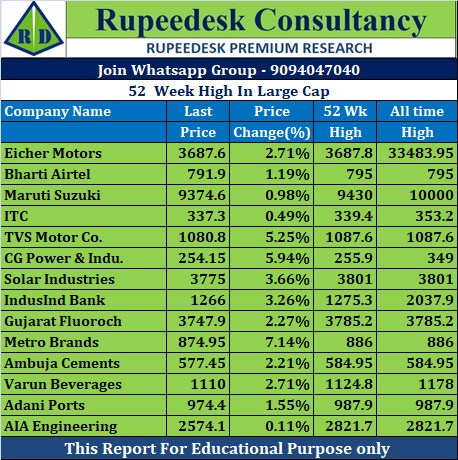 52  Week High In Large Cap