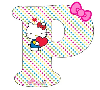 Alfabeto de Hello Kitty con Corazones.