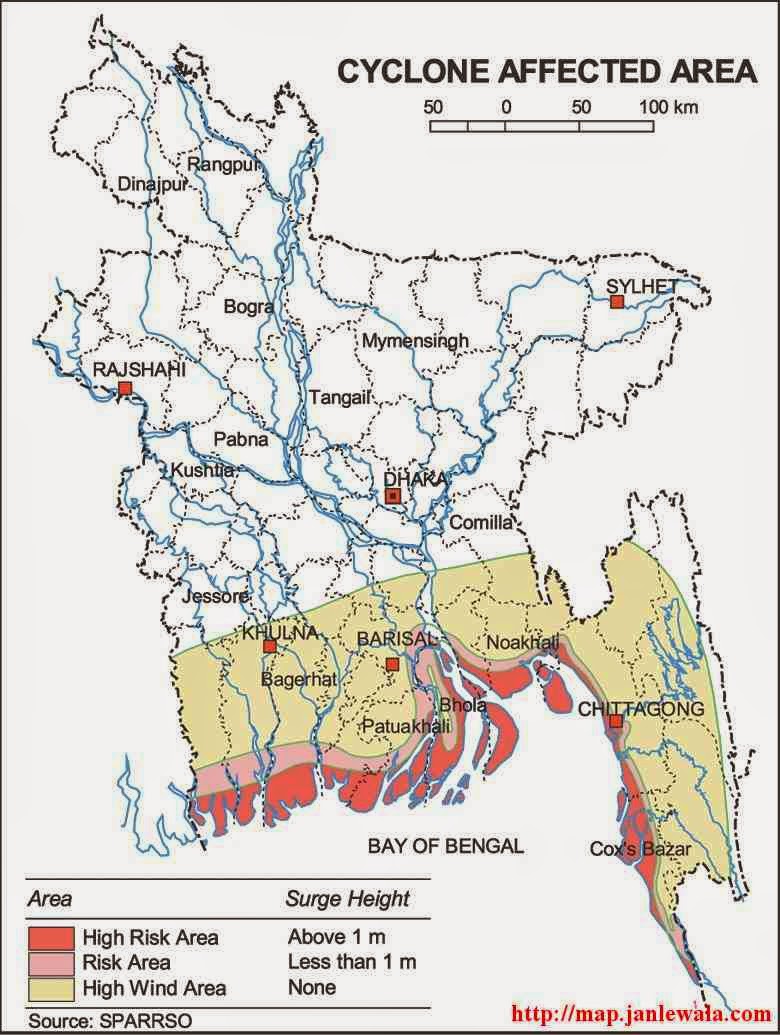bangladesh cyclone affected area map