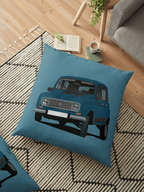 Renault 4 themed home decor - floor pillow