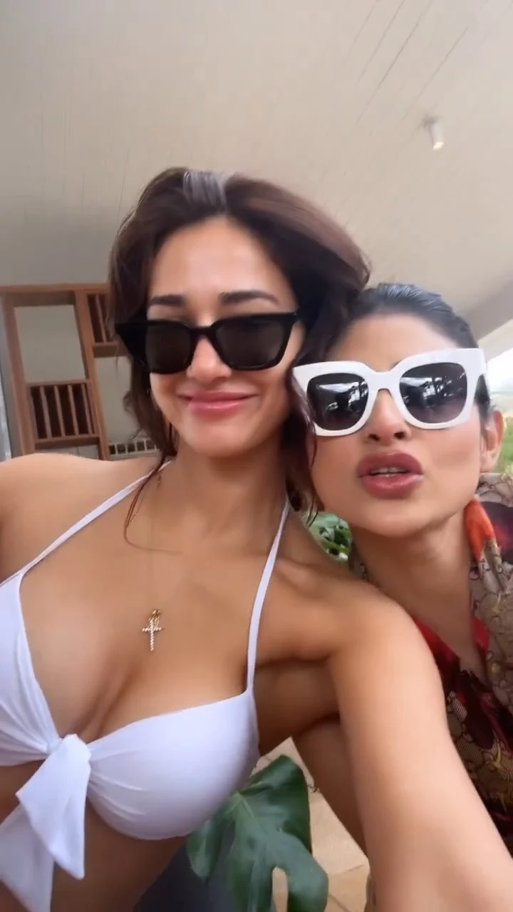 disha patani white bikini cleavage sexy body