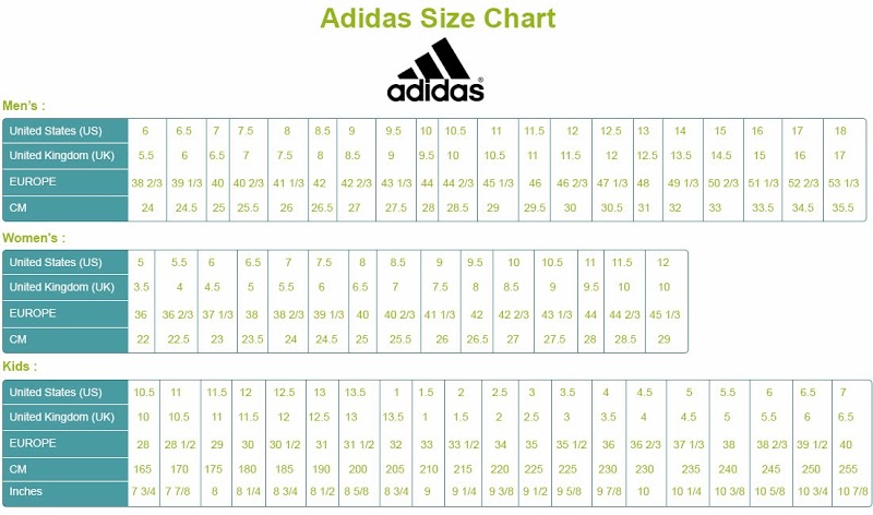 Ide Terpopuler Size Chart Adidas Shoes
