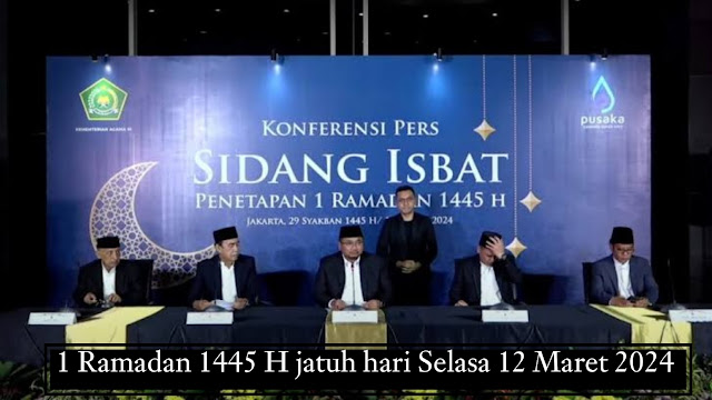 1 Ramadan 1445 H jatuh hari Selasa 12 Maret 2024