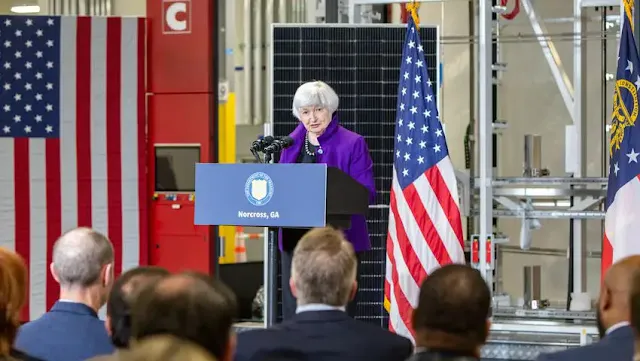 Cover Image Attribute: On Wednesday, March 27, 2024, U.S. Treasury Secretary Janet Yellen toured Suniva, a solar cell manufacturing plant located in Norcross, GA. During her visit, she highlighted the benefits of the Inflation Reduction Act and explored the facility, which has reopened due to tax credits and favorable conditions in the solar market. / Source: Jenni Girtman, The Atlanta Journal-Constitution