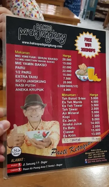 Daftar Menu Bakso Pa’de Jangkung Sancang Bogor www.simplenews.me
