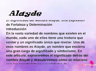 significado del nombre Alayde