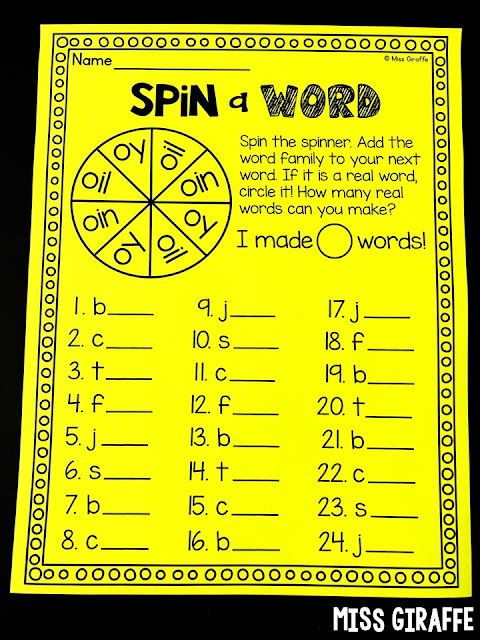 Spin a Word OI OY phonics game for students to learn how to read