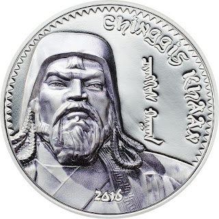 Mongolia 1000 Tugrik Silver Coin 2016 Chinggis Khaan