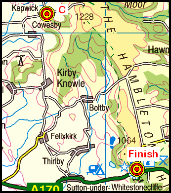 Map of the Ingleby Cross to Sutton Bank area