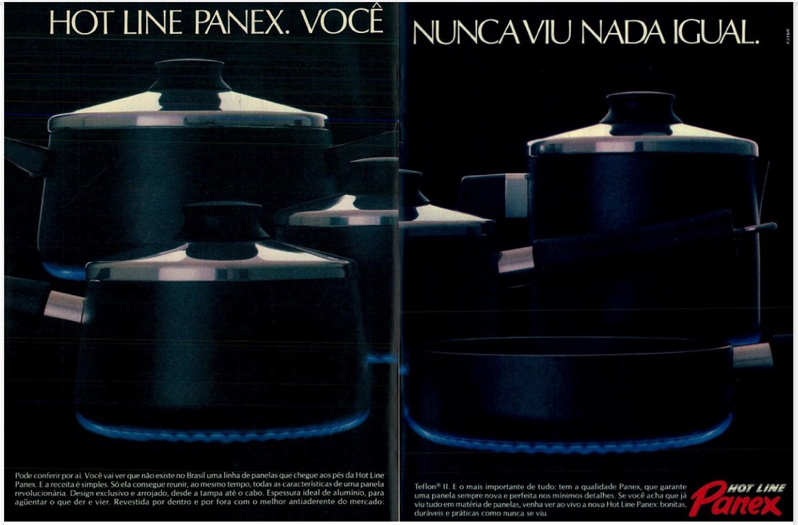 Propaganda antiga da Panex promovendo sua linha de panelas em 1986.