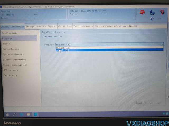 Solve VXDIAG ODIS Cannot Change Language 2