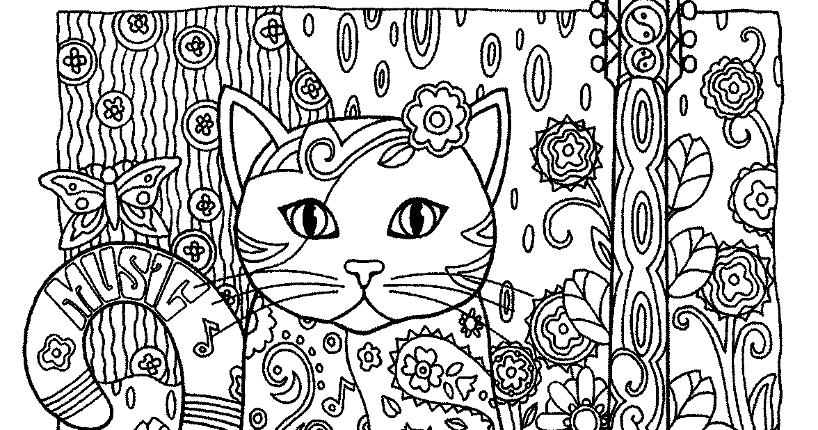 Gambar Mewarnai Kucing Motif Floral Untuk Dewasa - murid 17
