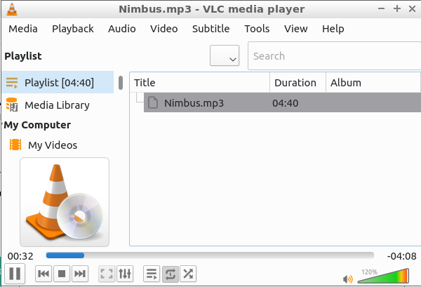 VLC media player playlist view