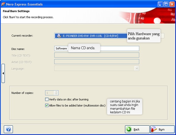 Cara Burning/Membakar File Kedalam CD/DVD Dengan Nero StartSmart\