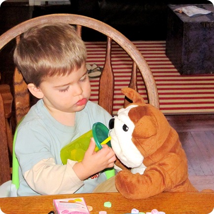 Nolan Feeding His Doggy