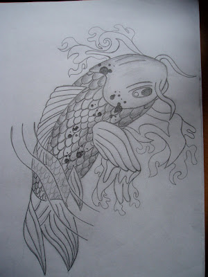 Japanese style koi fish drawing