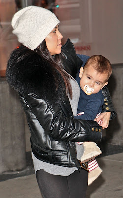 Kourney Kardashian with Mason and Kris Jenner in Canoga Park