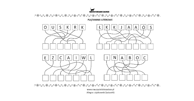 wiosna karty pracy dla dzieci plątaninki literowe