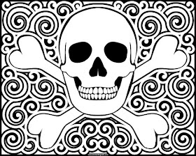 Skull coloring page- available in jpg and transparent png versions