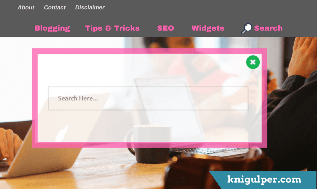 Onclick Popup Search Bar Widget For Blogger
