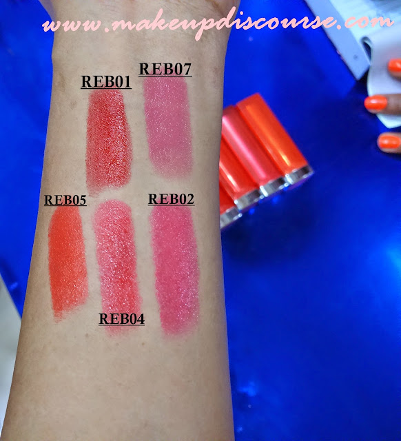 Maybelline Colorsensational Rebel Bouquet Lipstick Swatches REB01, REB02, REB04, REB05, REB07 