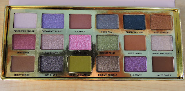 Close up of Too Faced Maple Syrup Pancakes Eyeshadow Palette, opened
