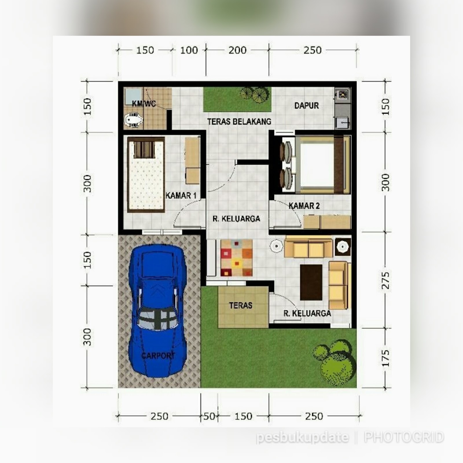 Model Denah Rumah Type 45 Beserta Tampak Depan  Denahose