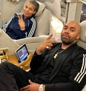Shona Ferguson with his wife Connie Ferguson sitting in the airplane