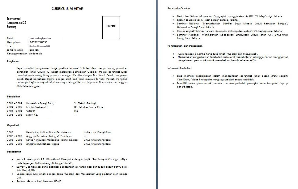 Cara Membuat/Menulis Daftar Riwayat Hidup (Curriculum 