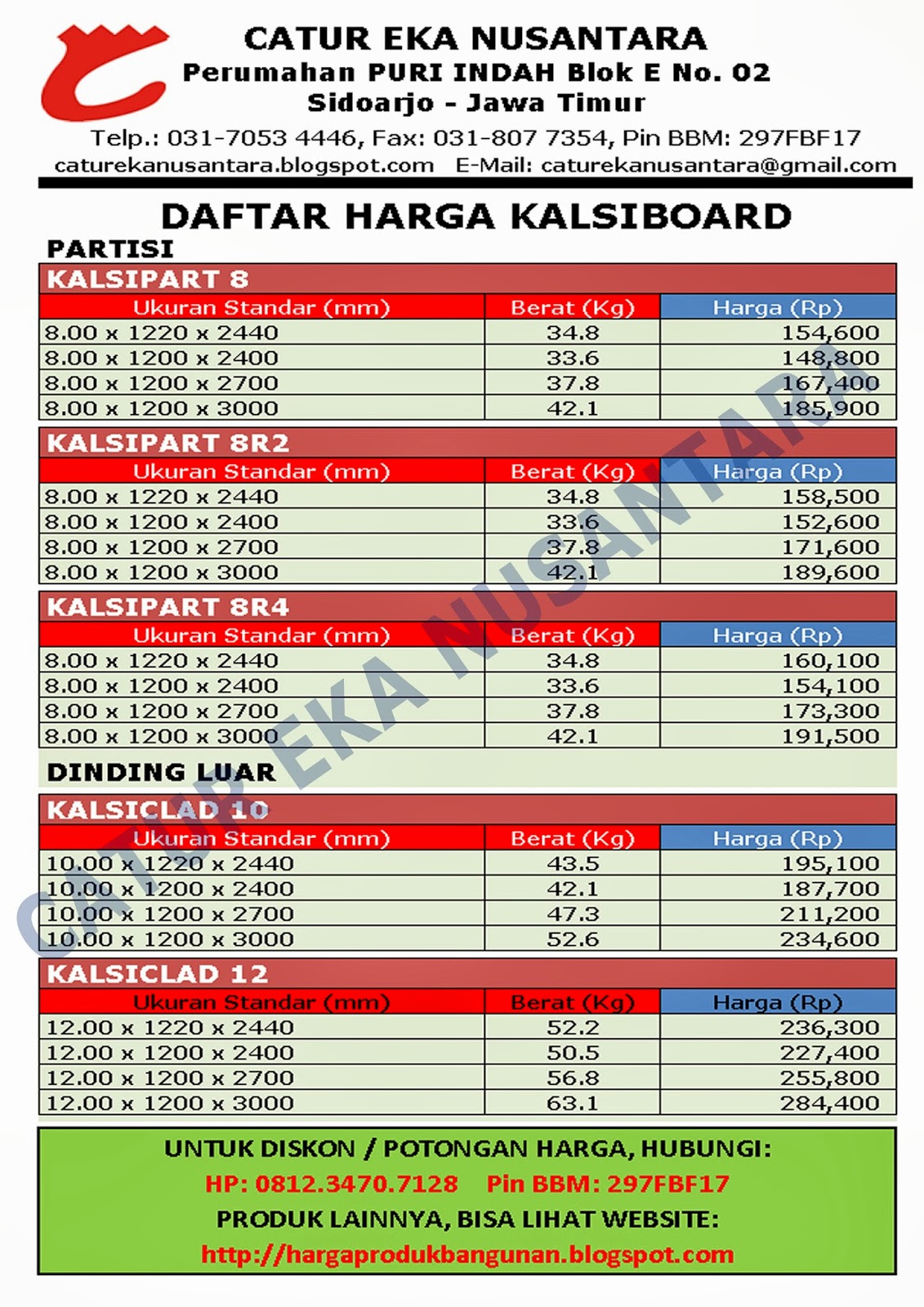 DAFTAR HARGA  KALSIBOARD ATAP ZINCALUME GENTENG  METAL 