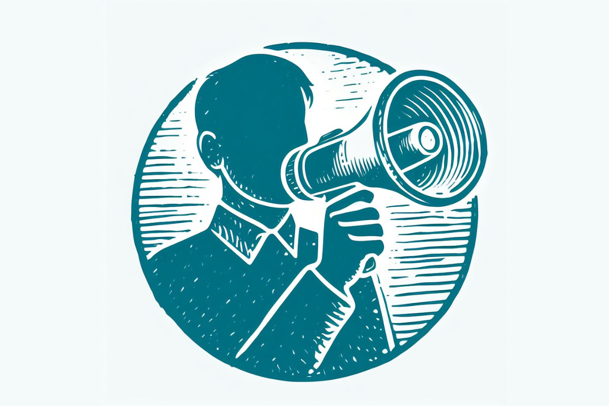 An image of a person holding a megaphone, representing advocacy and influence.