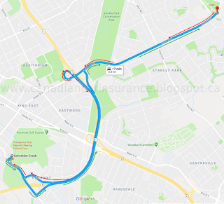 Kitchener G (G2 exit) Test Route Map