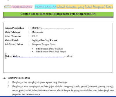 RPP Kurikulum 2013 Kelas VII (7) SMP/MTs - https://foldersekolahku.blogspot.com/