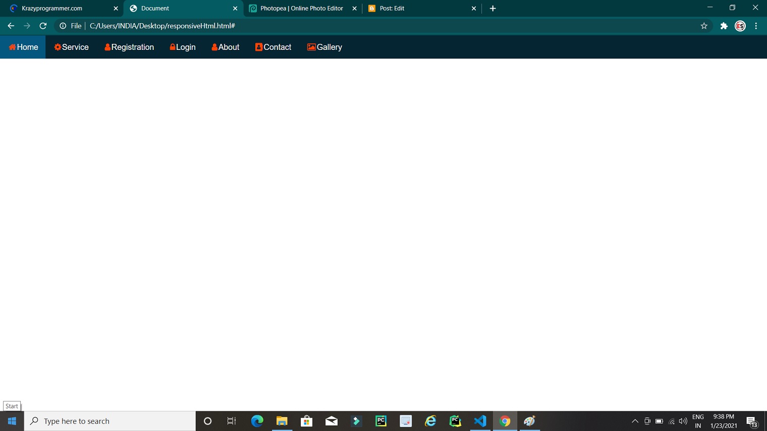 Responsive Navigation bar with icon using HTML and CSS