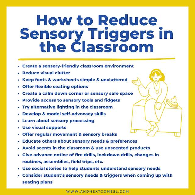 Ideas for how to reduce sensory triggers in the classroom