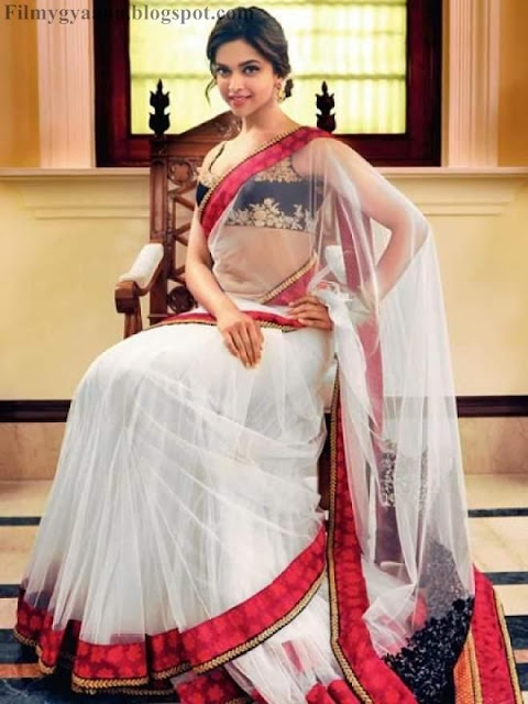 Deepika Padukone in White saree 