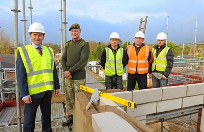 Persimmon plc group CEO Jeff Fairburn with Brigadier Greville Bibby and new ex-services recruits Martin Hughes, Ross Wilson and Luke Daly.