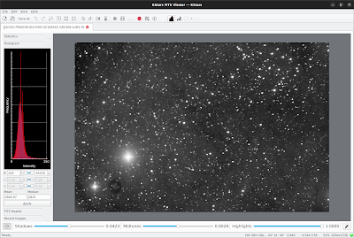 luminance frame of NGC 7000 in Kstars