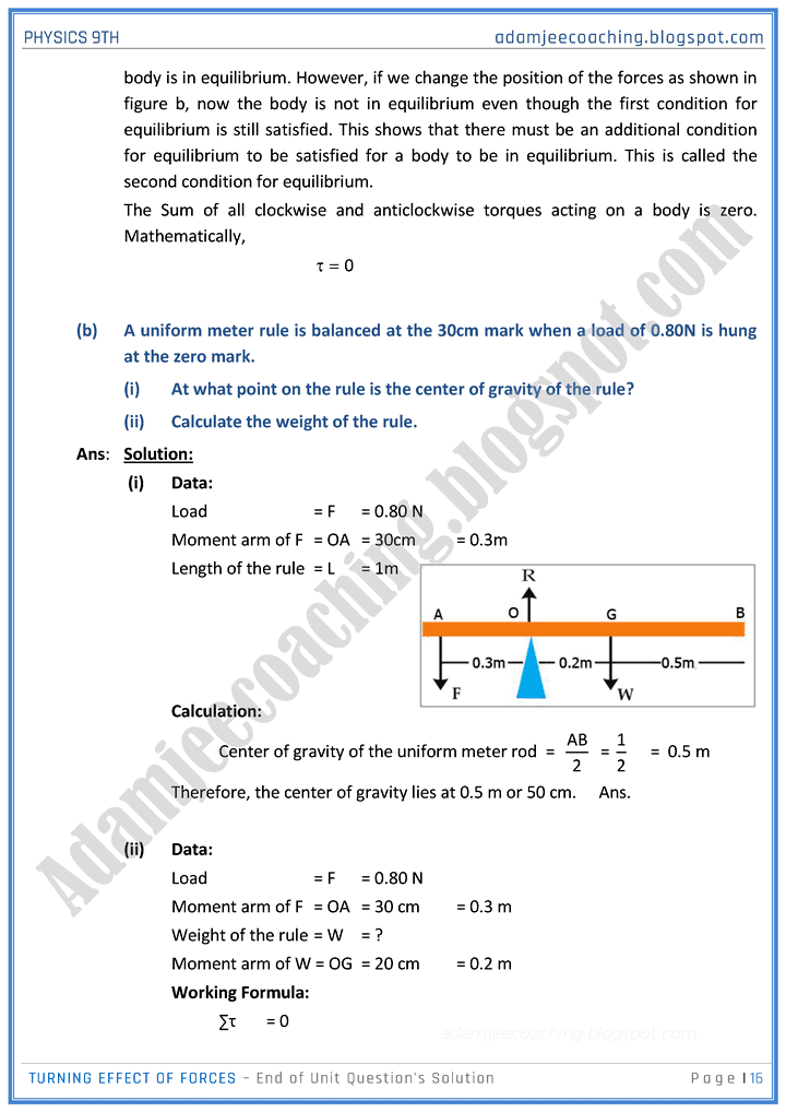 turning-effect-of-forces-solved-book-exercise-physics-9th