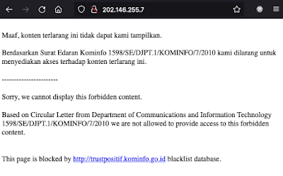 Indonesia internest censorship PT Centrin Utama