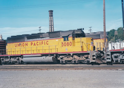 Union Pacific SD40-2 #3080 at Albina Yard in Portland, Oregon, in 1999