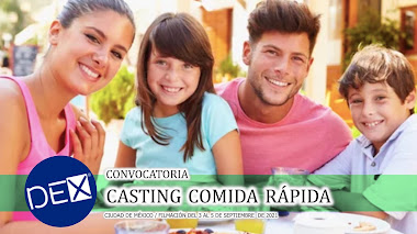 CASTING en CDMX: Para comercial COMIDA RÁPIDA que se filma 3, 4 y 5 de Septiembre HOMBRES y MUJERES de 18 a 50 años