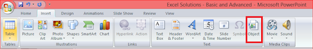 Object Menu in PowerPoint Presentation