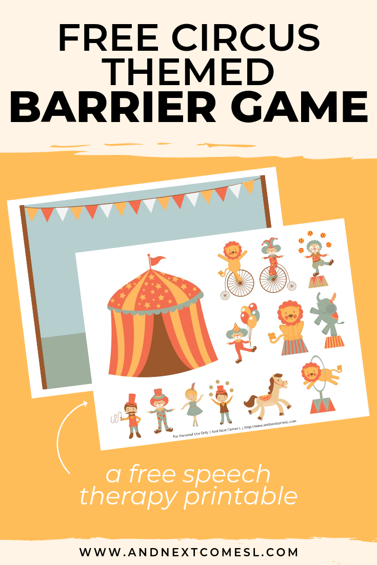 Free speech therapy barrier game: circus themed