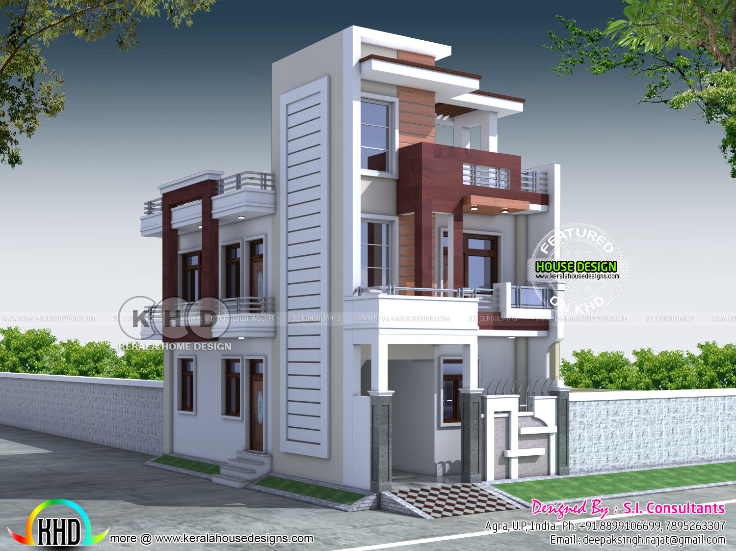 20x40 contemporary Indian  home  design  Kerala home  design  