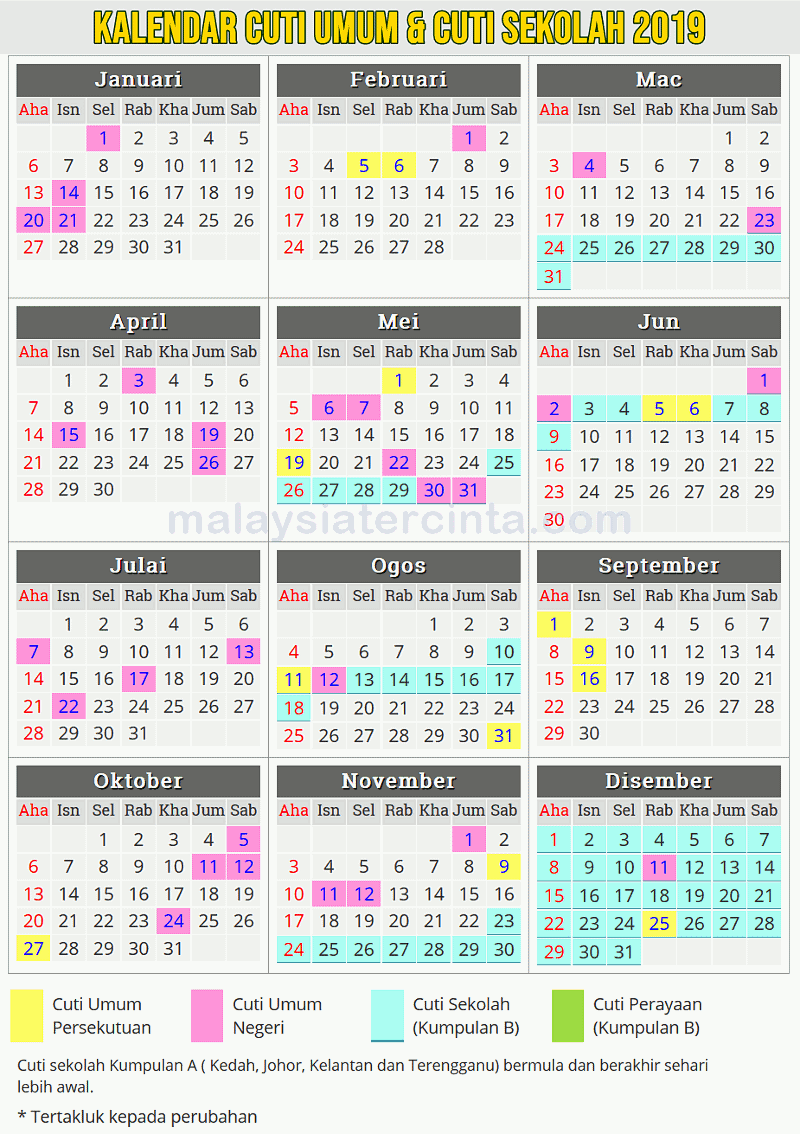 tarikh cuti umum 2019