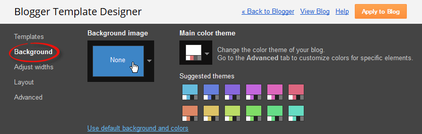 change blogger background
